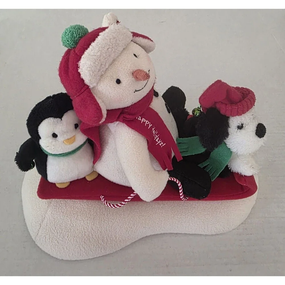 2007 Hallmark Jingle Pals Sleigh Ride Musical Animated Snowman Penguin Dog Works